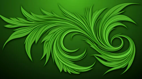 Green Floral Pattern on Dark Green Background
