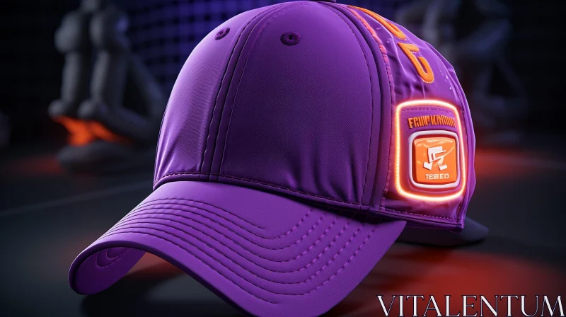 AI ART Purple Baseball Cap with Orange Brim | 3D Rendering