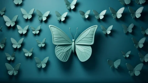 Teal Butterfly 3D Rendering on Background