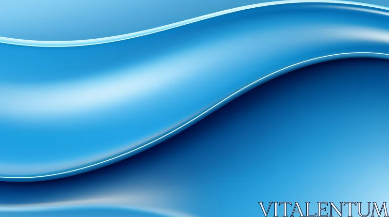 Blue Glossy Wavy Surface | Abstract Background AI Image