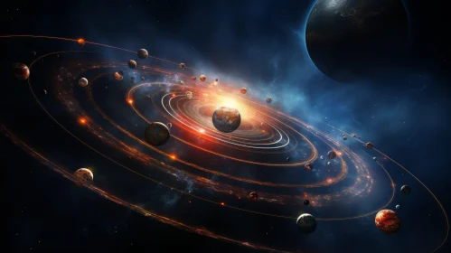 Celestial Planetary System - Digital Art Masterpiece