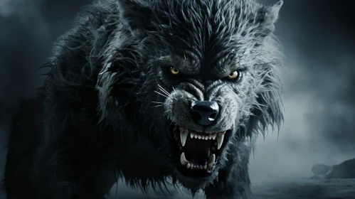 Menacing Werewolf Close-Up: Horror and Suspense