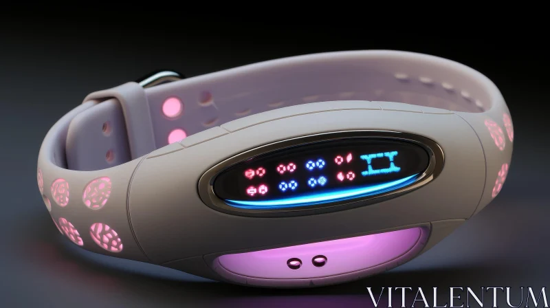 White and Pink Fitness Tracker - Technology Gadget AI Image
