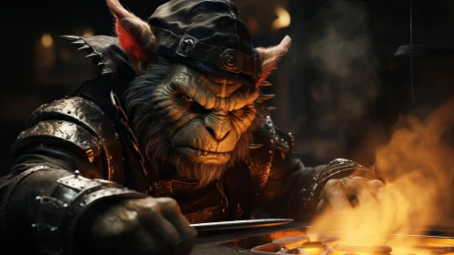 Dark Fantasy Goblin Portrait at Forge