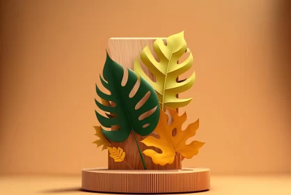 Immersive 3D Wooden Decoration with Tropical Leaves | Award-Winning Art