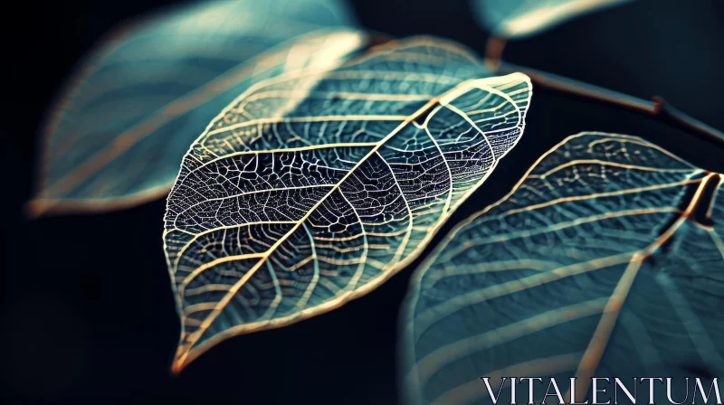 AI ART Intricate Leaf Veins Close-Up - Nature Photography