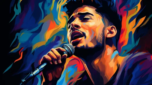 Passionate Male Singer Digital Painting