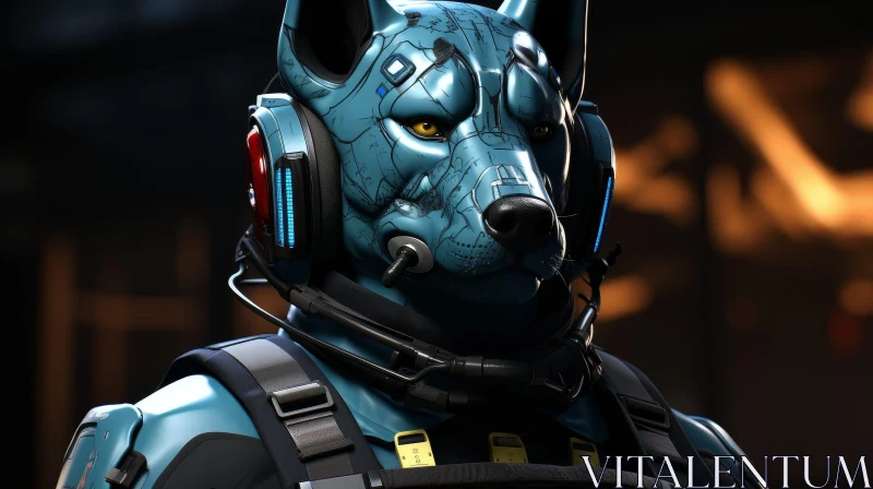 Wolf-like Creature in Armor and Headphones AI Image