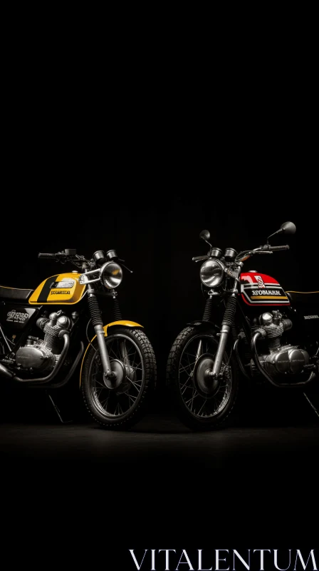 Captivating Motorcycles on Black Background | Danish Golden Age Inspired AI Image