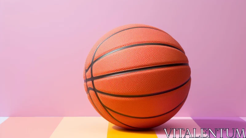 Close-up Orange Basketball on Striped Surface AI Image