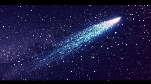Glowing Comet in Starry Sky