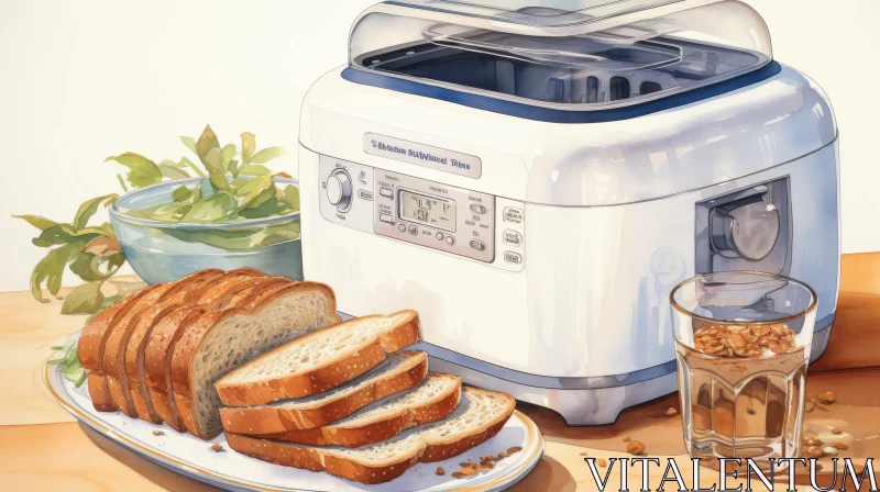 White Bread Maker on Kitchen Counter AI Image
