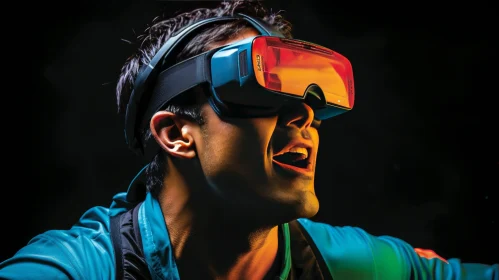 Young Male in Virtual Reality Headset - Technology Wonder
