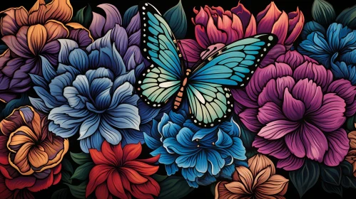 Colorful Floral Arrangement with Butterfly - Nature Beauty