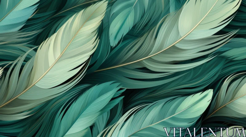 AI ART Green and Blue Feathers Background Illustration