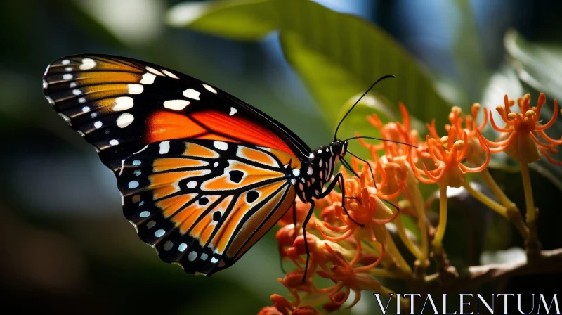 Monarch Butterfly Close-Up in Tropical Rainforest AI Image