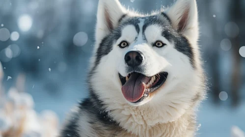 Siberian Husky in Snow - Beautiful Dog Portrait