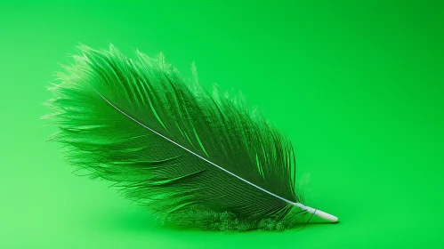 Tranquil Green Feather on Light Green Background