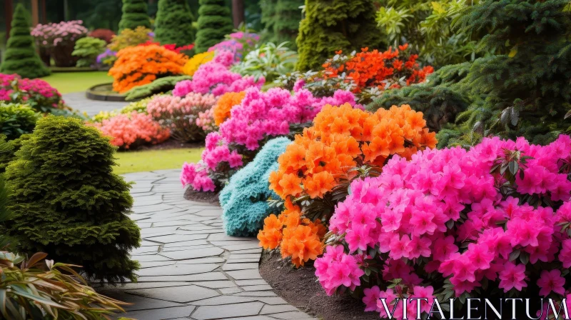 AI ART Blooming Garden of Pink, Orange, and Yellow Flowers