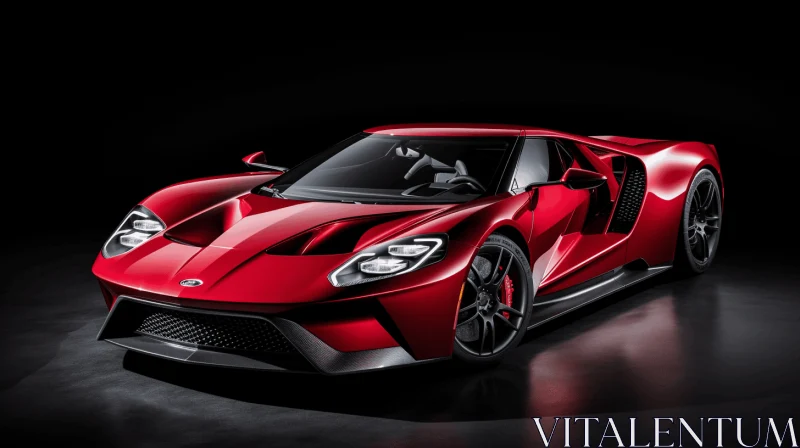 Captivating Red Ford GT on Mysterious Dark Background AI Image