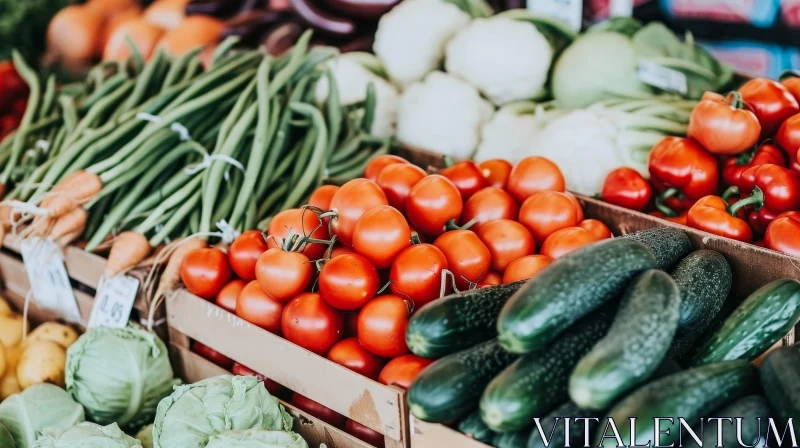 Colorful Farmer's Market Stall with Fresh Produce AI Image
