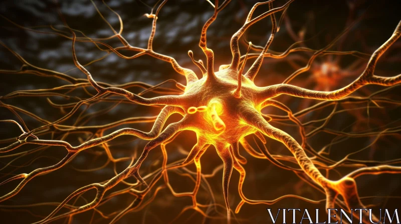 Detailed 3D Neuron Illustration AI Image