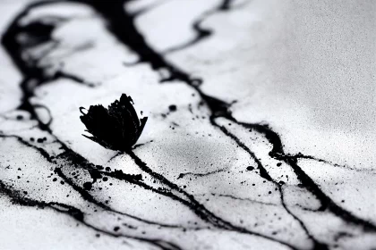 Liquified Black Flower in Chalk on Canvas - Macro Perspectives