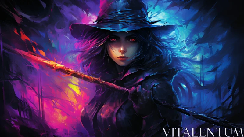 Powerful Sorceress in Dark Fantasy Painting AI Image