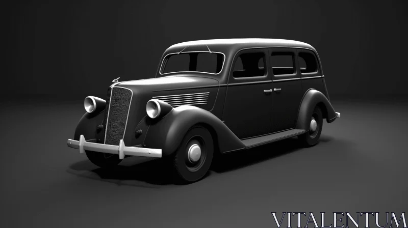 Streamlined Design: Classic Station Wagon Car in Gothic Black and White AI Image