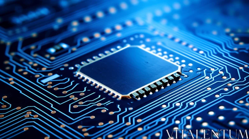 Blue Computer Circuit Board Close-up AI Image