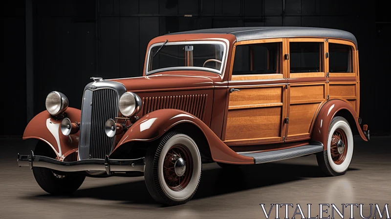 Brown Wooden Automobile: Gritty Elegance and Hollywood Star Snapshots AI Image
