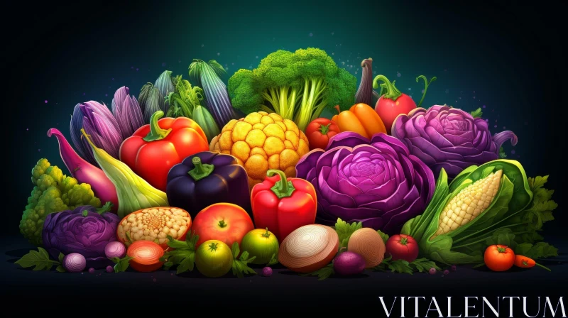Colorful Vegetable Still Life Artwork AI Image