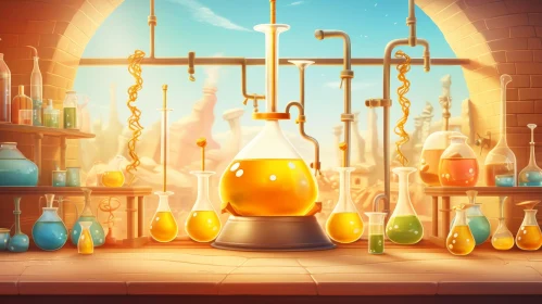 Enchanting Alchemist's Laboratory Illustration