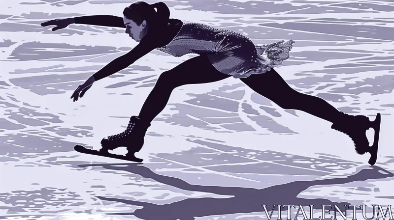 Female Figure Skater Layback Spin on Ice AI Image