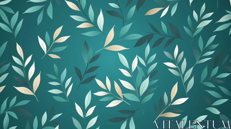 Green and Gold Leaves Seamless Pattern AI Image