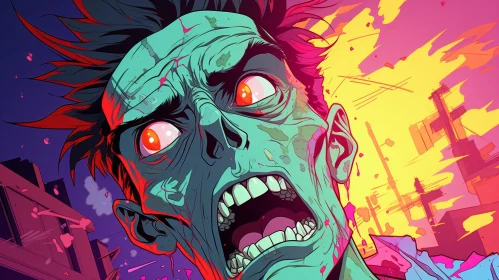 Menacing Zombie Digital Painting in Comic Style