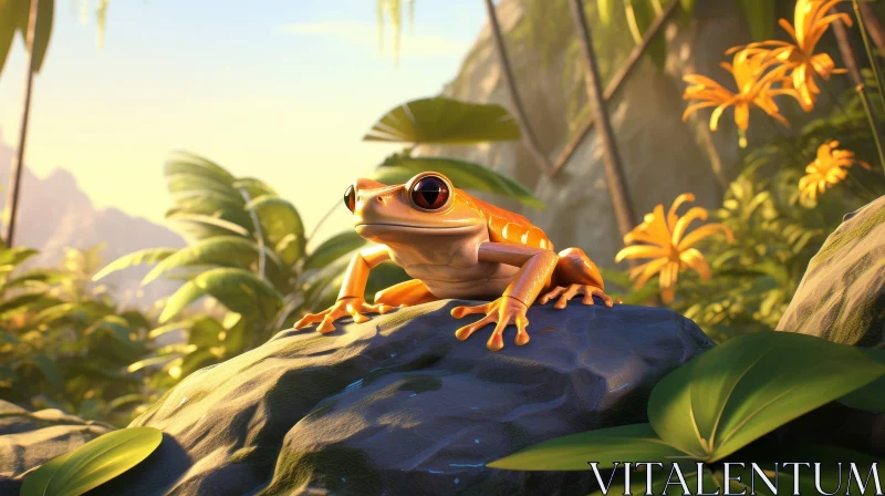 Orange and Black Frog in Rainforest AI Image
