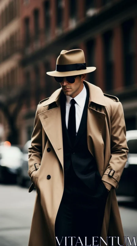 Stylish Man Walking in City - Urban Fashion Scene AI Image