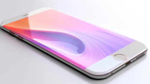 3D Smartphone with Curved Screen - Colorful Gradient Display
