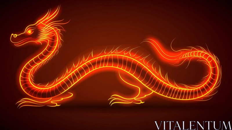 Chinese Dragon Illustration - Mythological Vector Art AI Image