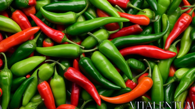 Colorful Chili Peppers: A Visual Feast of Green, Red, and Orange AI Image