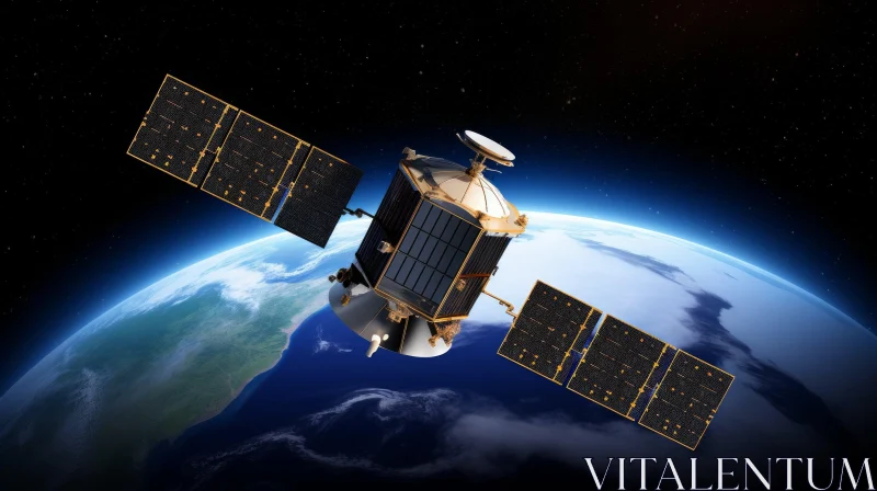 AI ART Communication Satellite Orbiting Earth