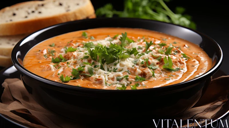 Delicious Creamy Tomato Soup with Parmesan Garnish AI Image
