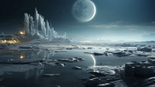 Enchanting Icy Moon Landscape