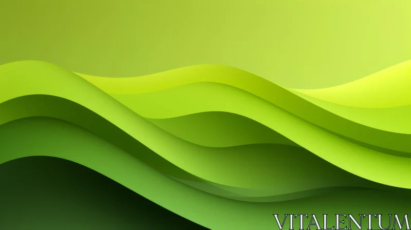 AI ART Green Wave 3D Rendering - Abstract Background Texture