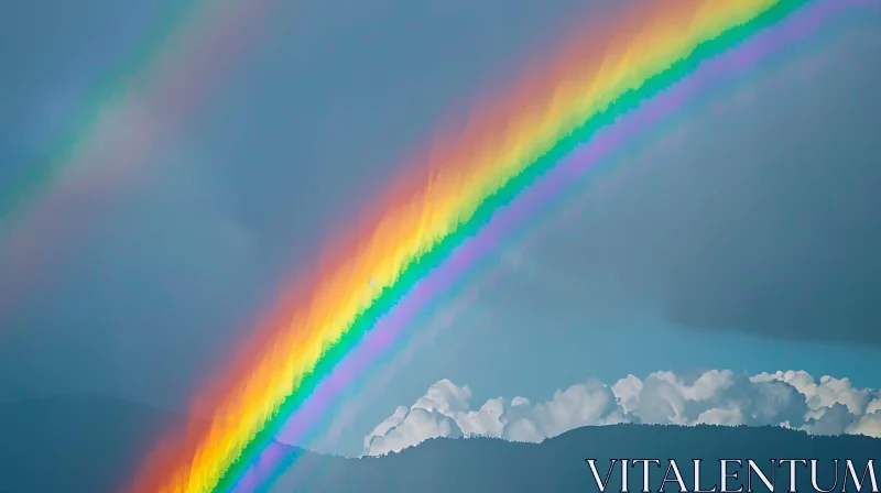 Rainbow Over Mountain Landscape - Natural Wonder AI Image