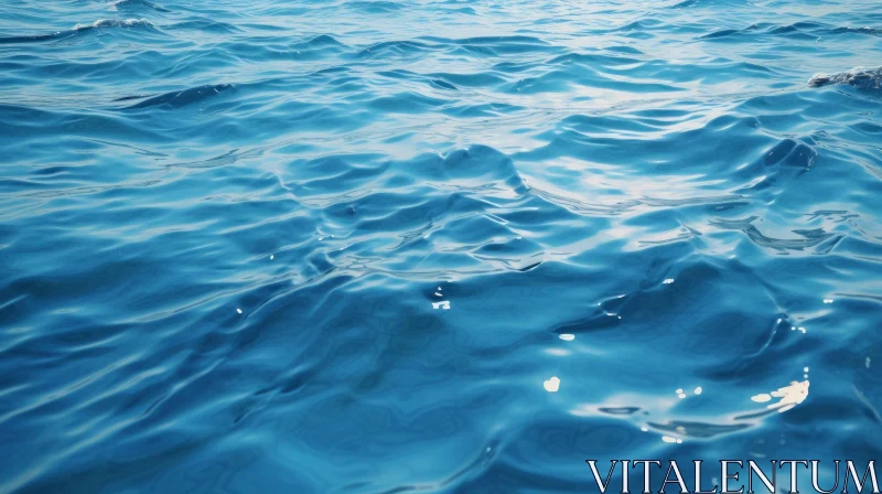 AI ART Tranquil Ocean Surface in Deep Blue | Sunlit Water Waves