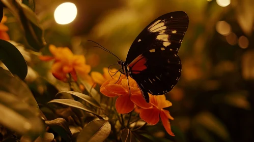 Beautiful Butterfly on Orange Flower - Close-up Nature Shot