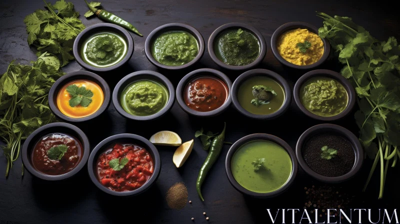 Delicious Indian Chutneys and Spices - Culinary Delights AI Image