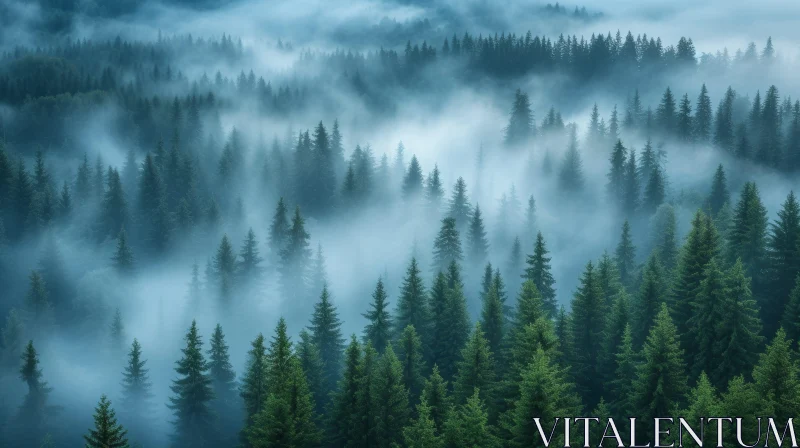 AI ART Enchanting Foggy Forest Photography